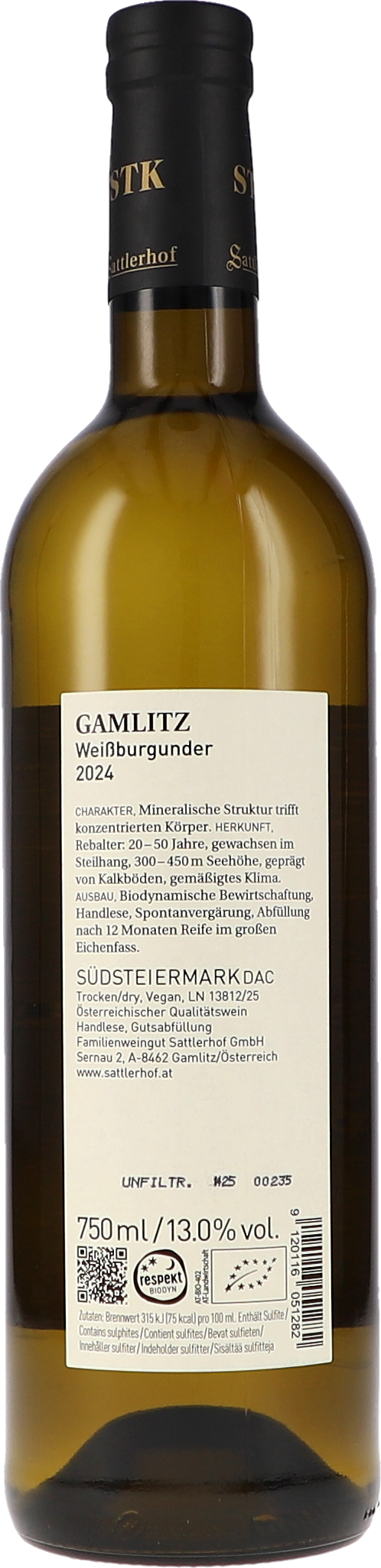 Sattlerhof Gamlitz Weissburgunder DAC