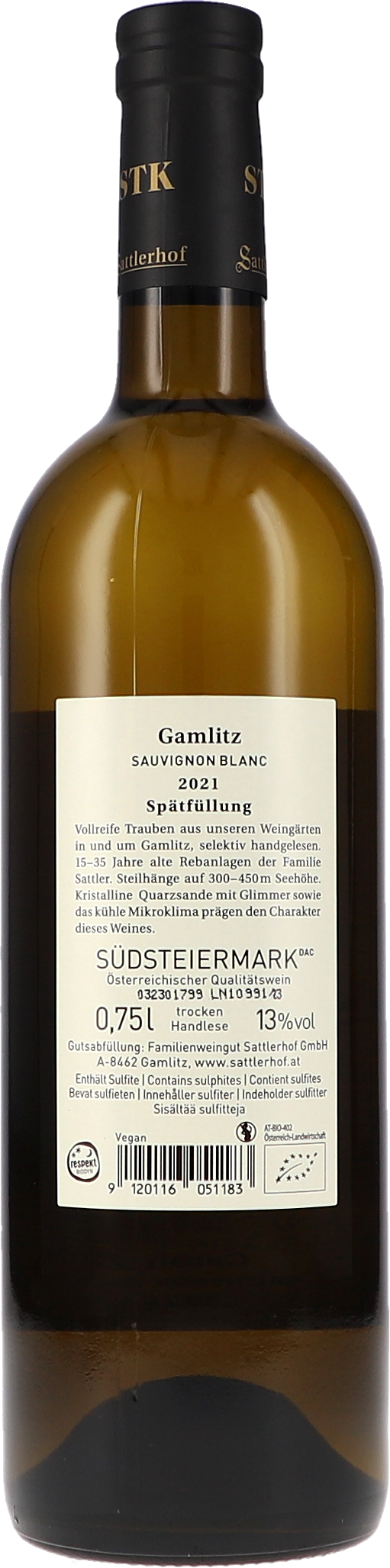 Sattlerhof Gamlitz Sauvignon Blanc, Spätfüllung DAC