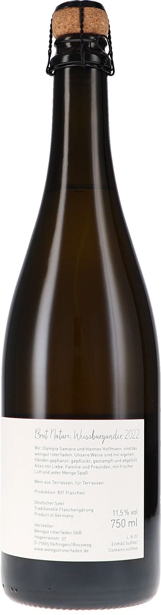 Roterfaden Brut Nature, Weissburgunder Sekt