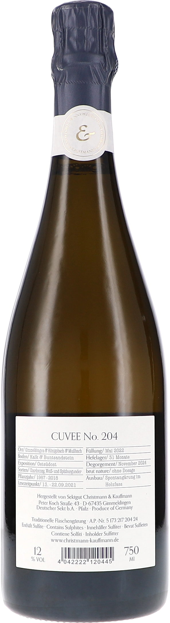 Christmann & Kauffmann Cuvée No. 204, Sekt Brut Nature
