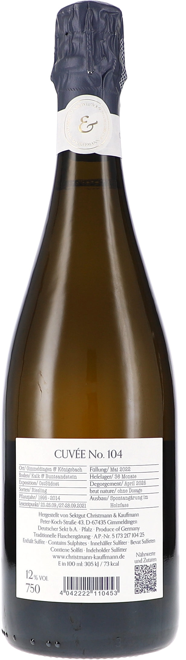 Christmann & Kauffmann Cuvée No. 104, Sekt Brut Nature nan