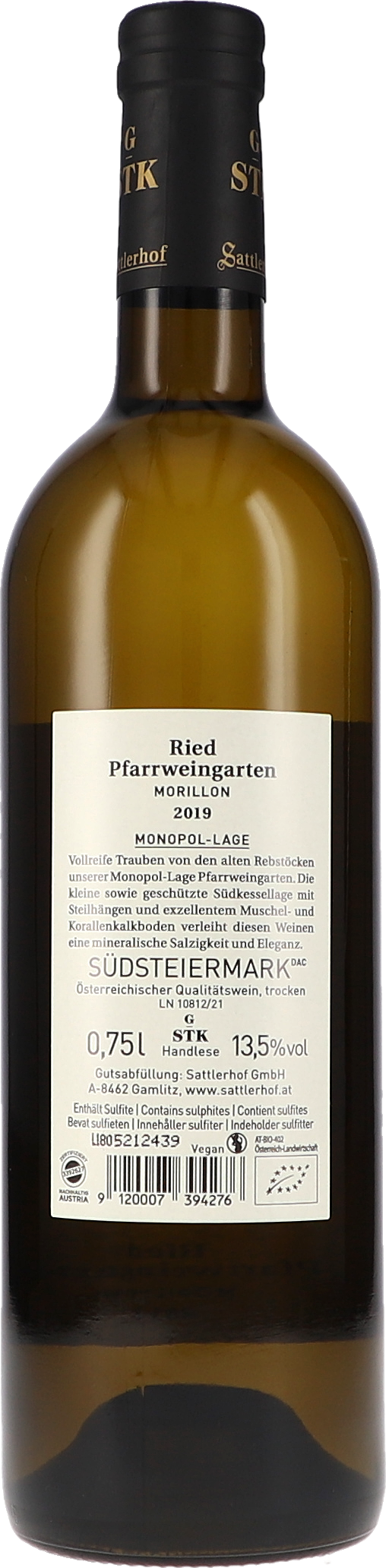 Sattlerhof Ried Pfarrweingarten Morillon DAC
