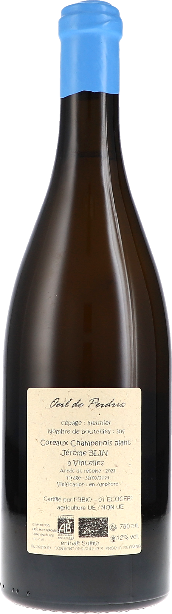 Jérôme Blin Coteaux Champenois Blanc, Œil de Perdrix, Bio-Siegel