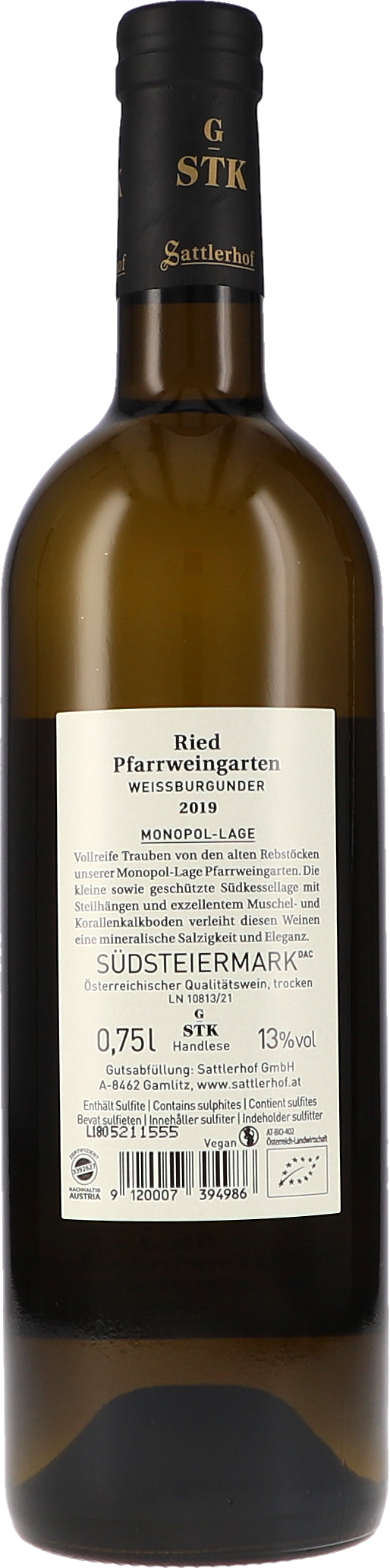 Sattlerhof Ried Pfarrweingarten Weissburgunder DAC