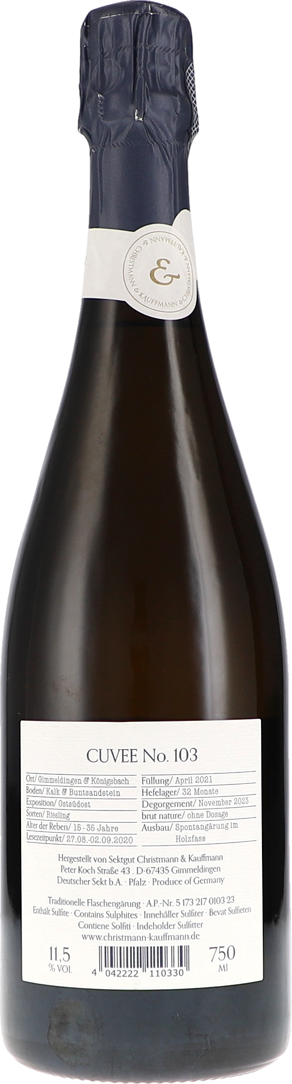 Christmann & Kauffmann Cuvée No. 103, Sekt Brut Nature nan